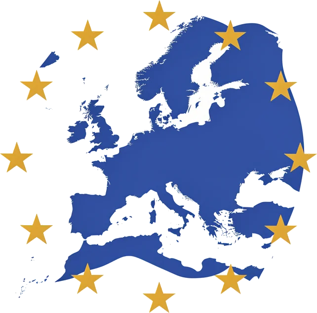 Europakarte mit den Sternen der Europäischen Union