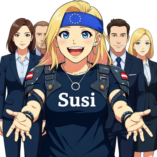Susi, die europäische KI-Assistentin von SEO'n'AI, arbeitet mit einem Team