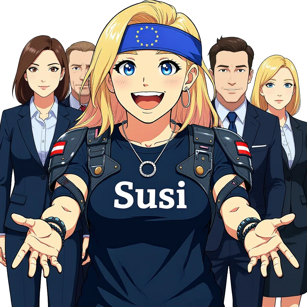 Susi verteilt vor ihrem Team die Aufgaben im gemeinsamen Projekt